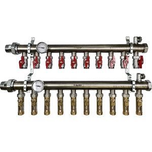 1 1/2 in. Stainless Steel Manifold Assembly w/Inline Flowmeter - 10 Branches