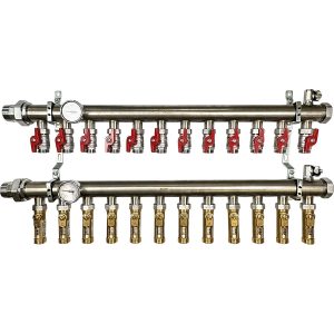 1 1/2 in. Stainless Steel Manifold Assembly w/Inline Flowmeter - 12 Branches